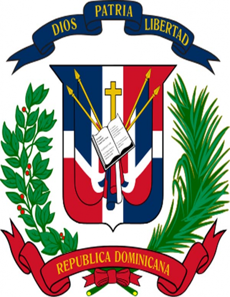 El Escudo Nacional de la República Dominicana.
